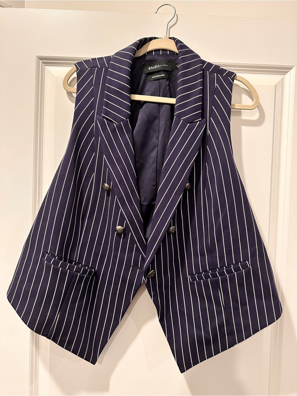 Torrid Navy Pinstripe Double-Breasted Vest